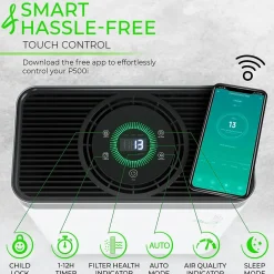 Treblab PUROXYGEN P500I H13 HEPA Filter Air Purifier,WiFi Enabled, White