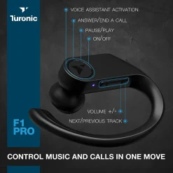 Treblab Turonic F1 Pro Wireless Earbuds, Black (F1-PRO-B)