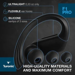 Treblab Turonic F1 Pro Wireless Earbuds, Black (F1-PRO-B)