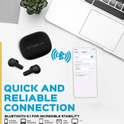 WX8 True Wireless IPX8 Waterproof Earbuds, Bluetooth, Black<Treblab
