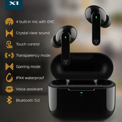 X1 True Wireless Earbuds, Waterproof IPX4, Bluetooth, Black<Treblab Hot