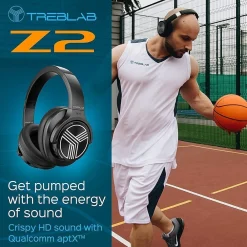 Clearance Treblab Z2-B Over Ear Workout Headphones with Microphone