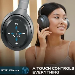 Z7-PRO Wireless Hybrid Active Noise Canceling Headphones, Bluetooth, Black<Treblab Clearance