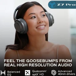Z7-PRO Wireless Hybrid Active Noise Canceling Headphones, Bluetooth, Black<Treblab Clearance