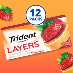 Trident Layers Sugar Free Wild Strawberry & Tangy Citrus Gum, 14 Pieces/Pack, 12/Box (AMC60001)