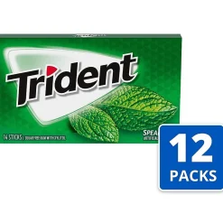 Trident Sugar Free Spearmint Gum, 14 Pieces/Pack, 12/Box (MOZ01106)