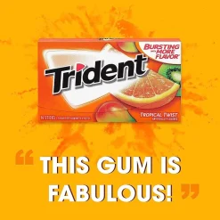 Trident Sugar Free Tropical Twist Gum, 14 Pieces/Pack, 12/Box (MOZ01110)