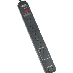 Tripp Lite 6 Outlet Power Strip, 6' Cord, 990 Joules (TLP606USBBTAA)