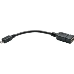 Tripp Lite 6" USB-A to Micro USB OTG Host Adapter Cable, Female to Male, Black (TRPU05206N)