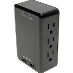 Tripp Lite Protect It! 6-Outlet Side-Load Surge Protector Wall Tap with 2 USB Charging Ports, Black, (TLP6SLUSBB)