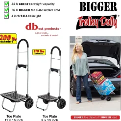 Trolley Dolly Bigger Folding Hand Truck, 200 lb. Capacity, Black (01-562)