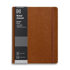 Journals|TRU RED ™ 8” x 10” Large Flexible Cover Narrow Ruled Journal, Cognac (TR61953)