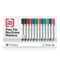 Markers|TRU RED ™ Dry Erase Marker, Fine Tip, Assorted, 12/Pack (TR61434-CC)