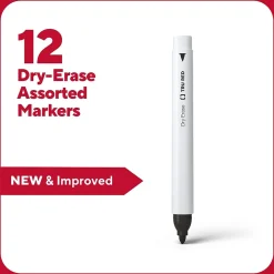 Markers|TRU RED ™ Dry Erase Marker, Fine Tip, Assorted, 12/Pack (TR61434-CC)
