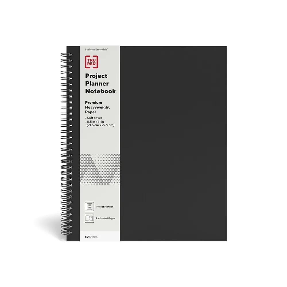 Subject Notebooks|TRU RED ™ Large Soft Cover Project Planner Notebook, Black (TR54986)