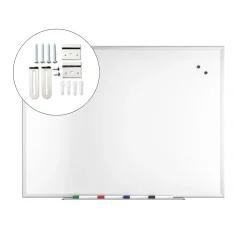 Dry Erase*TRU RED ™ Magnetic Steel Dry Erase Board, Satin Frame, 4' x 3' (TR61175)