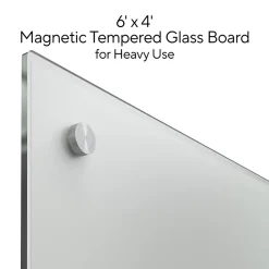 Dry Erase*TRU RED ™ Magnetic Tempered Glass Dry Erase Board, White, 6' x 4' (TR61197)