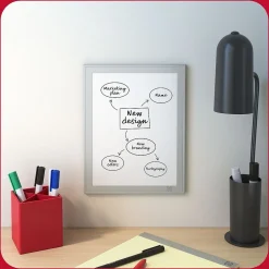 Dry Erase*TRU RED Melamine Dry-Erase Whiteboard, Aluminum Frame, 8.5