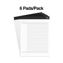 Notepads|TRU RED ™ Notepads, 8.5" x 11.75", Project Planner Format Ruled, White, 50 Sheets/Pad, 6 Pads/Pack (TR57379)