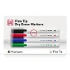 Markers|TRU RED ™ Pen Dry Erase Markers, Fine Tip, Assorted, 4/Pack (TR61457/TR54562)
