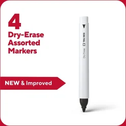 Markers|TRU RED ™ Pen Dry Erase Markers, Fine Tip, Assorted, 4/Pack (TR61457/TR54562)