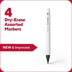 Markers|TRU RED ™ Pen Dry Erase Markers, Ultra Fine Tip, Assorted, 4/Pack (TR61458/TR57422)
