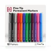 Markers|TRU RED ™ Permanent Marker, Fine Tip, Assorted, 12/Pack (TR54530)