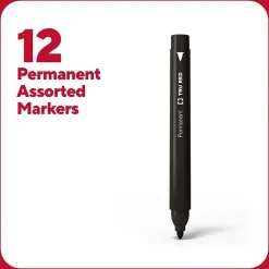 Markers|TRU RED ™ Permanent Marker, Fine Tip, Assorted, 12/Pack (TR54530)