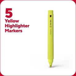 Highlighters|TRU RED ™ Pocket Stick Highlighter with Grip, Chisel Tip, Yellow, 5/Pack (TR54578)