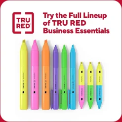 Highlighters|TRU RED ™ Pocket Stick Highlighter with Grip, Chisel Tip, Yellow, 36/Pack (TR54582)
