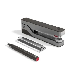 Staplers|TRU RED ™ Premium Desktop Stapler Kit, 30-Sheet Capacity, Gray/Red (TR58076)