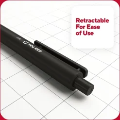 Pens|TRU RED ™ Retractable Quick Dry Gel Pen, Extra Fine Point, 0.38mm, Black, 5/Pack (TR56951)