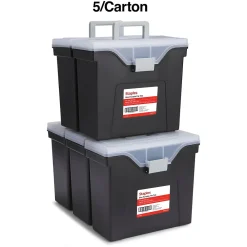 File Storage|TRU RED ™ Slim Portable File Tote, Letter Size, Black, 5/Carton (TR58297CT)