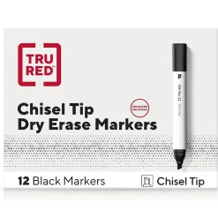 Markers|TRU RED ™ Tank Dry Erase Markers, Chisel Tip, Black, 12/Pack (TR61440-CC)