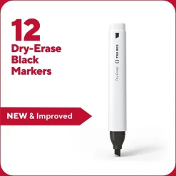 Markers|TRU RED ™ Tank Dry Erase Markers, Chisel Tip, Black, 12/Pack (TR61440-CC)