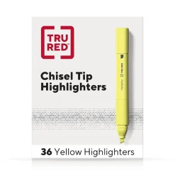 Highlighters|TRU RED ™ Tank Highlighter with Grip, Chisel Tip, Yellow, 36/Pack (TR54581)