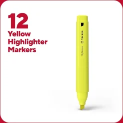 Highlighters|TRU RED ™ Tank Highlighter with Grip, Chisel Tip, Yellow, Dozen (TR54579)