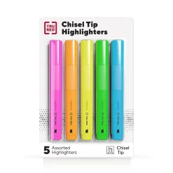 Highlighters|TRU RED ™ Tank Highlighter with Grip, Chisel Tip, Assorted, 5/Pack (TR54583)