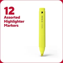 Highlighters|TRU RED ™ Tank Highlighter with Grip, Chisel Tip, Assorted, 12/Pack (TR54585)