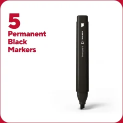 Markers|TRU RED ™ Tank Permanent Markers, Chisel Tip, Black, 5/Pack (TR54523)