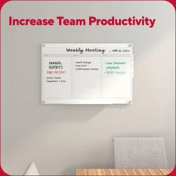 Dry Erase*TRU RED ™ Templated Magnetic Glass Dry-Erase Whiteboard, 3' x 2' (TR62139)