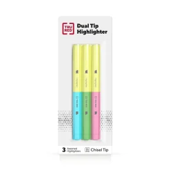 Highlighters|TRU RED ™ Twin Tip Highlighters, Chisel Tip, Assorted Colors, 3/Pack (TR57834)