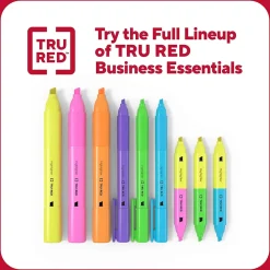 Highlighters|TRU RED ™ Twin Tip Highlighters, Chisel Tip, Assorted Colors, 3/Pack (TR57834)
