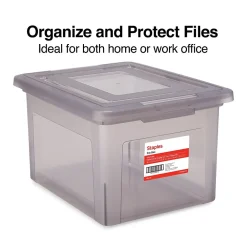 File Storage|TRU RED ™ Weather-Resistant File Box, Letter/Legal, Frost Gray, 4/Carton (TR57623CT)