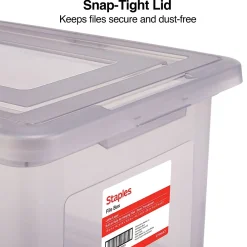 File Storage|TRU RED ™ Weather-Resistant File Box, Letter/Legal, Frost Gray, 4/Carton (TR57623CT)