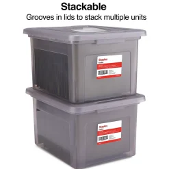 File Storage|TRU RED ™ Weather-Resistant File Box, Letter/Legal, Frost Gray, 4/Carton (TR57623CT)