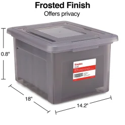 File Storage|TRU RED ™ Weather-Resistant File Box, Letter/Legal, Frost Gray, 4/Carton (TR57623CT)