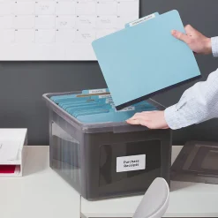 File Storage|TRU RED ™ Weather-Resistant File Box, Letter/Legal, Frost Gray, 4/Carton (TR57623CT)