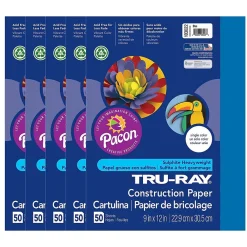 Construction Paper*Tru-Ray 9" x 12" Construction Paper, Blue, 50 Sheets/Pack, 5 Packs/Bundle (PAC103022-5)