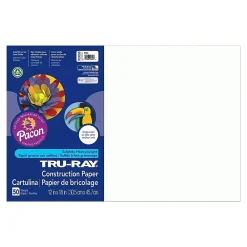 Construction Paper*Pacon Tru-Ray 12" x 18" Construction Paper, White, 50 Sheets (P103058)